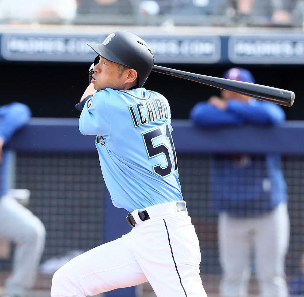 【画像・写真】イチ、惜しくも７年ぶり弾ならず　ＯＰ戦代打出場　柵越えあと２メートル