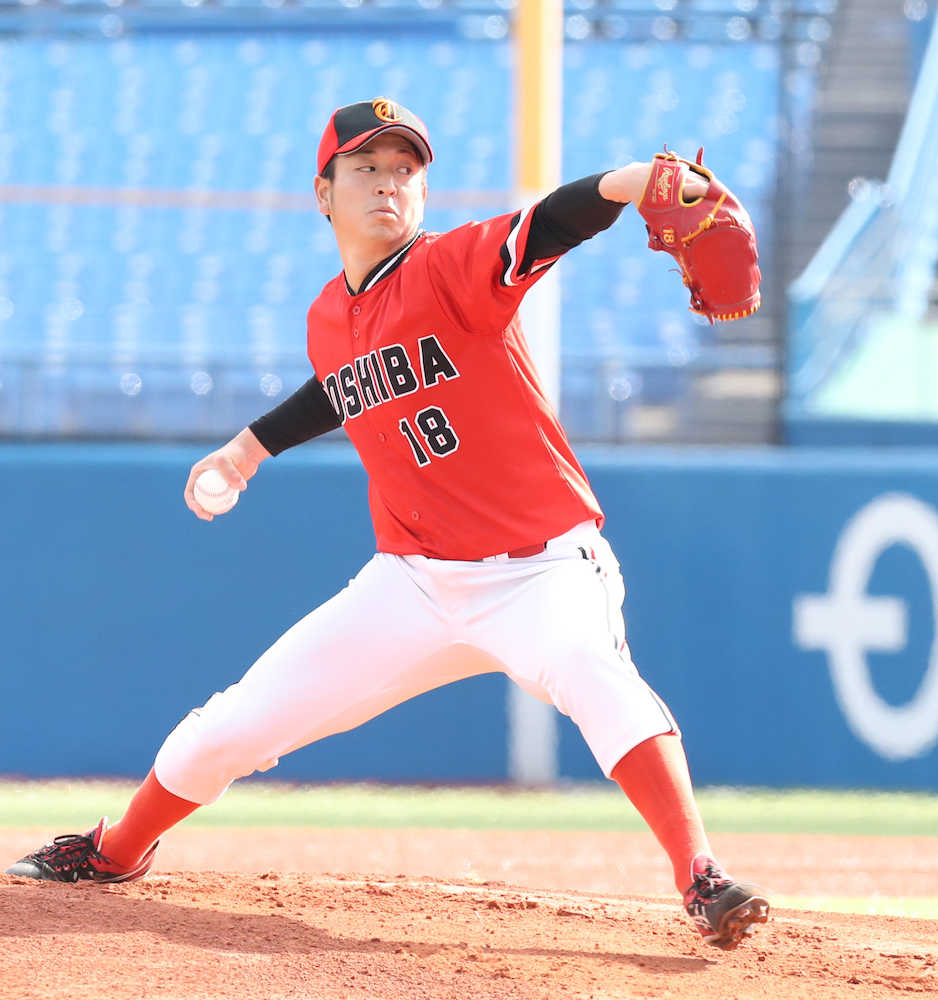 【画像・写真】【スポニチ大会】東芝　ドラフト候補右腕・宮川が好投７回１失点　スカウトも高評価