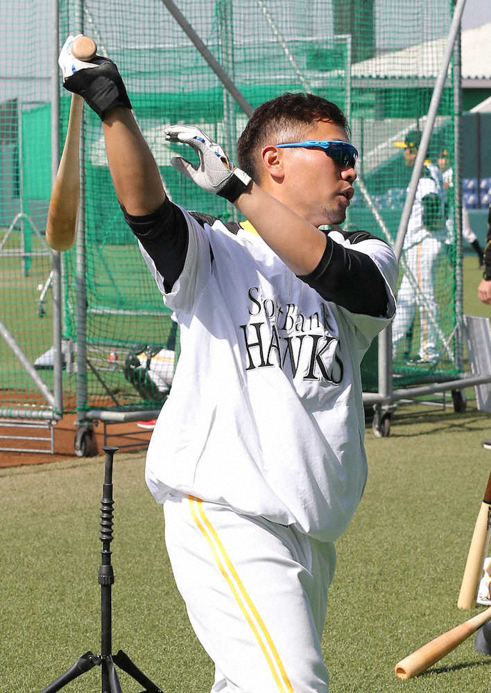 【画像・写真】ソフトB中村晃、右腹斜筋筋挫傷で開幕アウト　9日から違和感で欠場