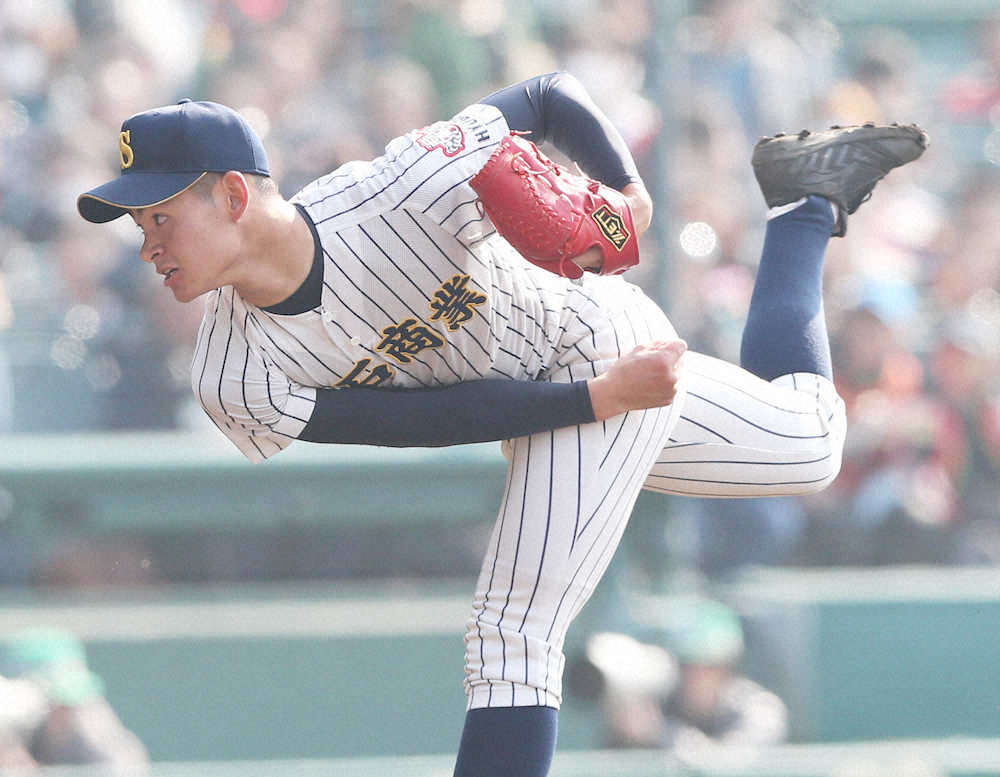 【画像・写真】明石商　集中打で7得点、3年ぶりセンバツ勝利　2年生エース中森2ケタ奪三振
