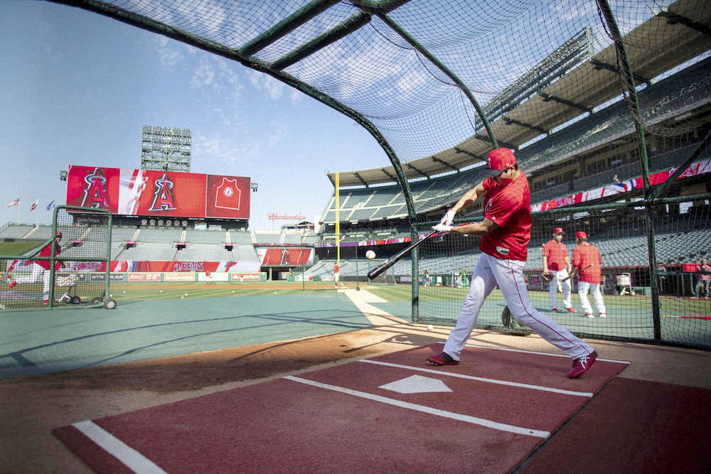 【画像・写真】大谷　術後初公開フリーで140メートル弾！33スイング9発魅せた
