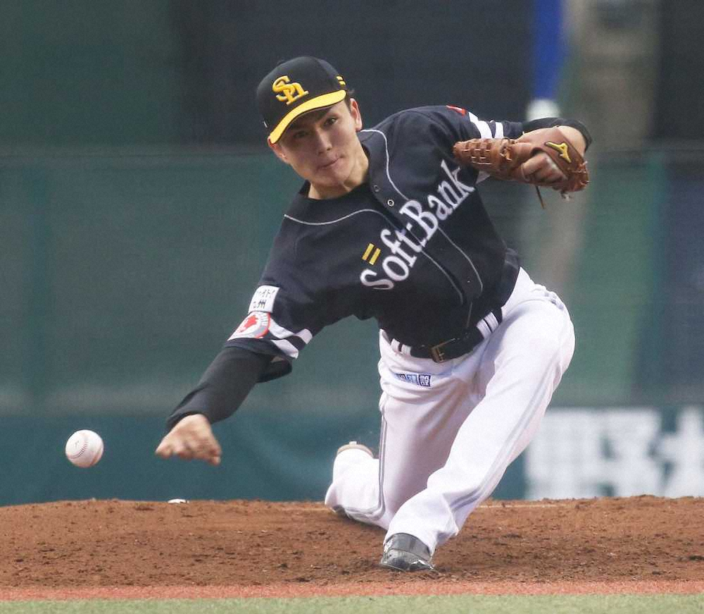 【画像・写真】力投するソフトバンク先発・高橋礼（撮影・村上　大輔）