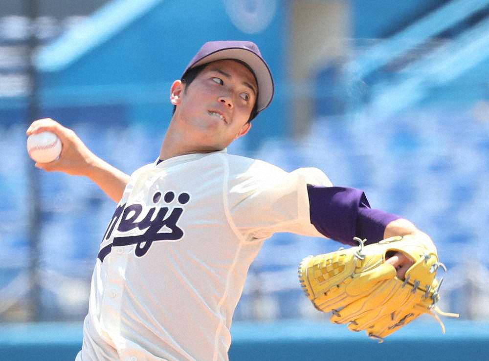 【画像・写真】明大Vお預け　法大と引き分け　エース森下が同点3ラン浴びる