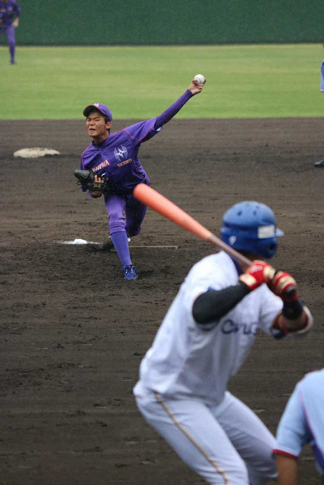【画像・写真】伯和ビクトリーズ・平岡　6回途中2失点9Kの力投　今秋のドラフト候補、自己最速146キロも計測