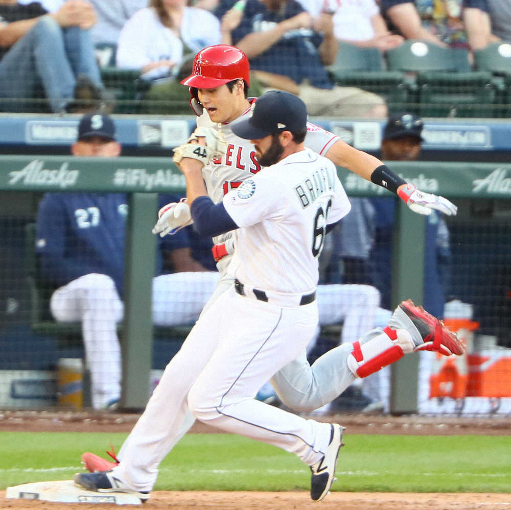 【画像・写真】大谷、5戦ぶり快音なし　日本ハム時代の旧友・バスと再会も