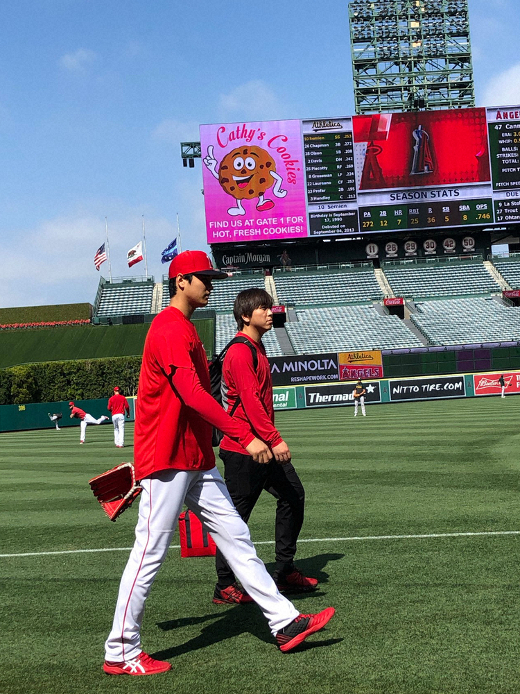 【画像・写真】大谷　2試合ぶりに「3番・DH」で出場　全体練習前にはキャッチボール90球