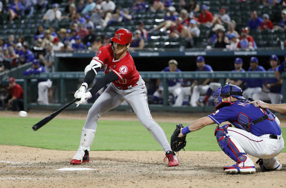 【画像・写真】大谷、胸にスカッグス投手の「45」　代打で右前打、3割浮上　追悼の白星