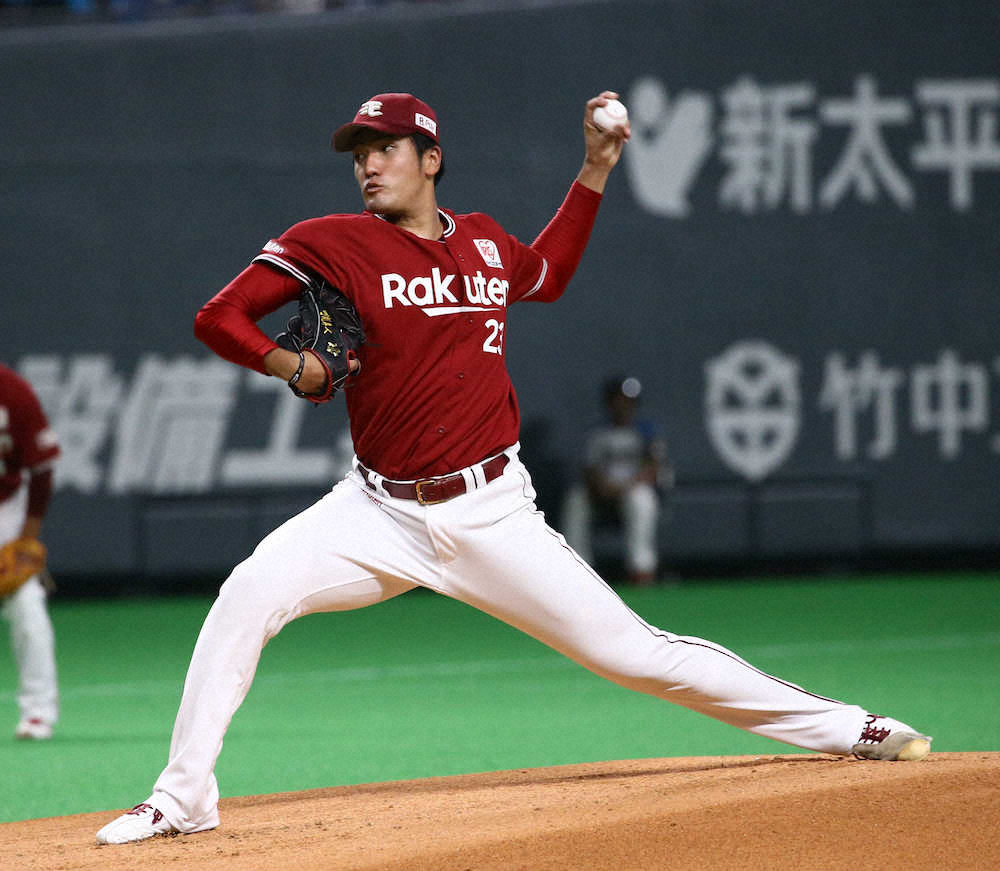 【画像・写真】楽天ドラ4弓削、プロ初勝利が2安打初完封　1メートル93日本人最長身左腕