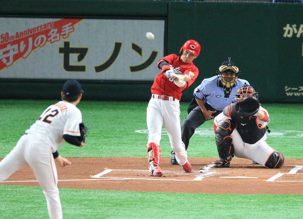 【画像・写真】広島・西川　1番定着14試合で先頭打者弾4本目！　緒方ら抜く球団新記録　菊池涼も続いた！27年ぶり