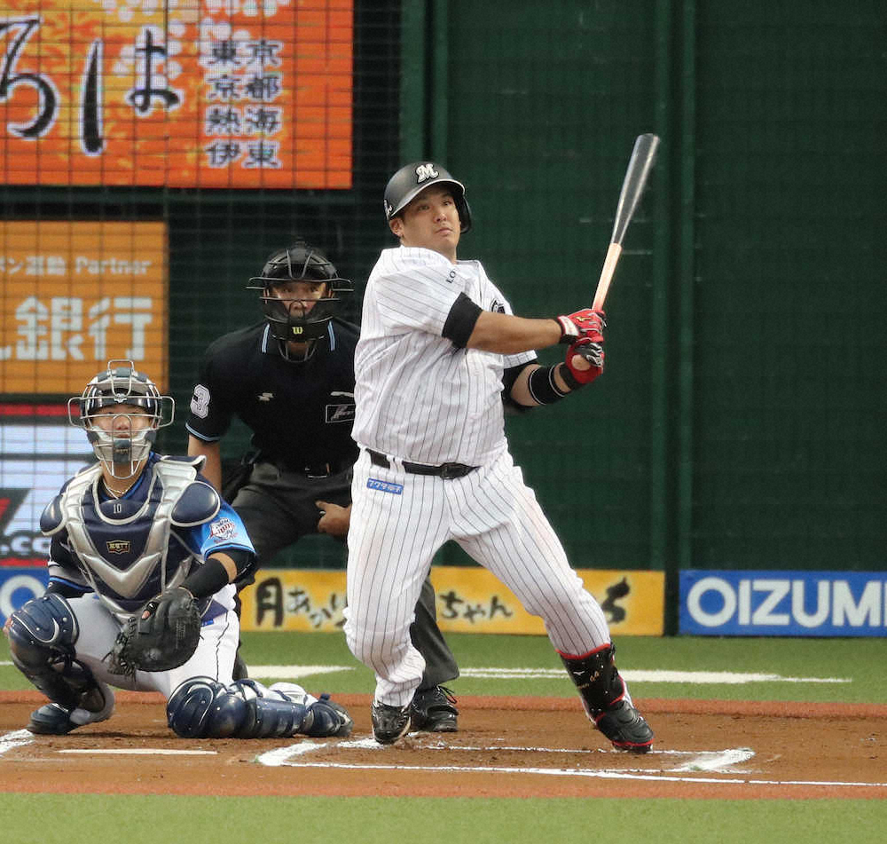 【画像・写真】ロッテ“モジャ井上”が6試合ぶり安打　「本田対策」ヒゲ伸ばしてマルチ