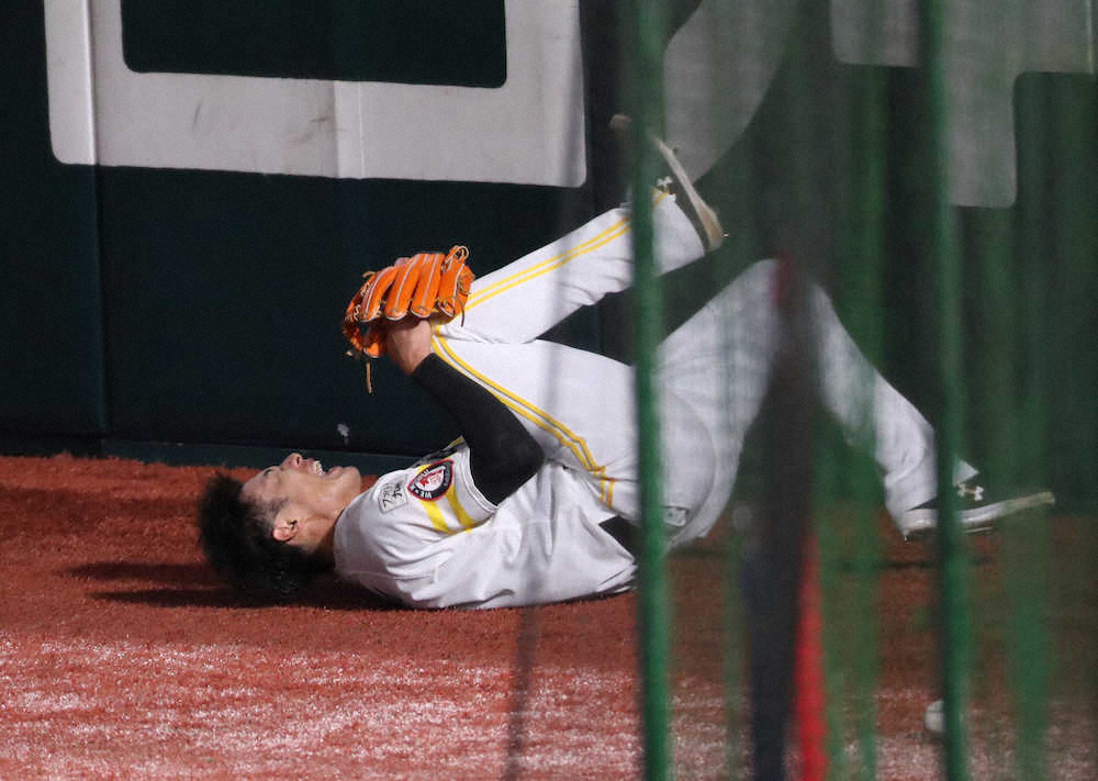 【画像・写真】ソフトB柳田、守備練習でヒヤリ　フェンス激突も大事至らず