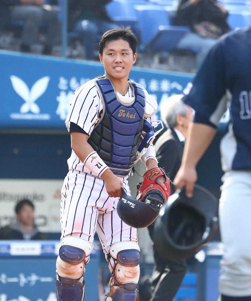 【画像・写真】“海野キャノン”発動！ソフトB2位指名の東海大捕手、強肩で神宮大会出場貢献