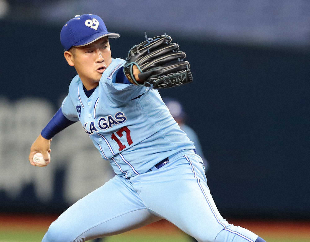 【画像・写真】大阪ガス　逆転で3大会ぶり4強　阪本7回1失点、楽天ドラ1小深田が2安打2盗塁