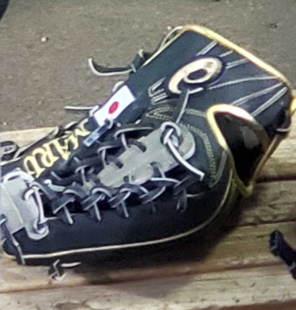 【画像・写真】日の丸が刺繍された丸の練習用グラブ