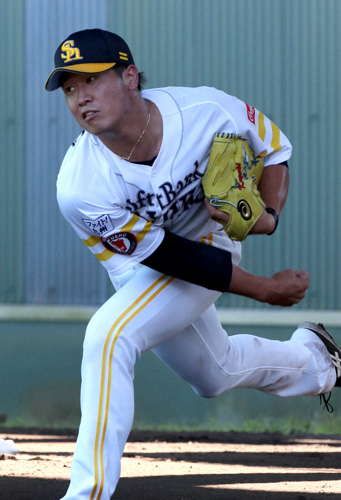 【画像・写真】投球練習する杉山