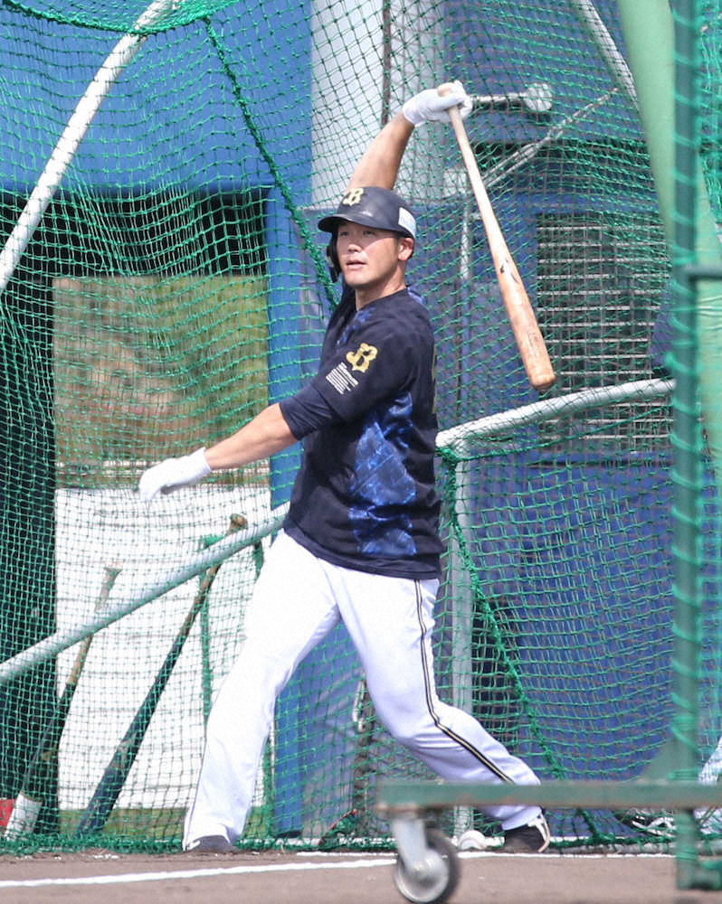 【画像・写真】打撃練習に汗を流すTー岡田（撮影・後藤　正志）