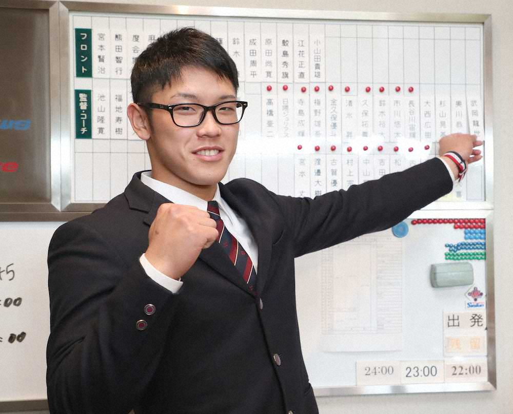 【画像・写真】ヤクルト・ドラ6武岡が入寮　徳島市から父の車で14時間