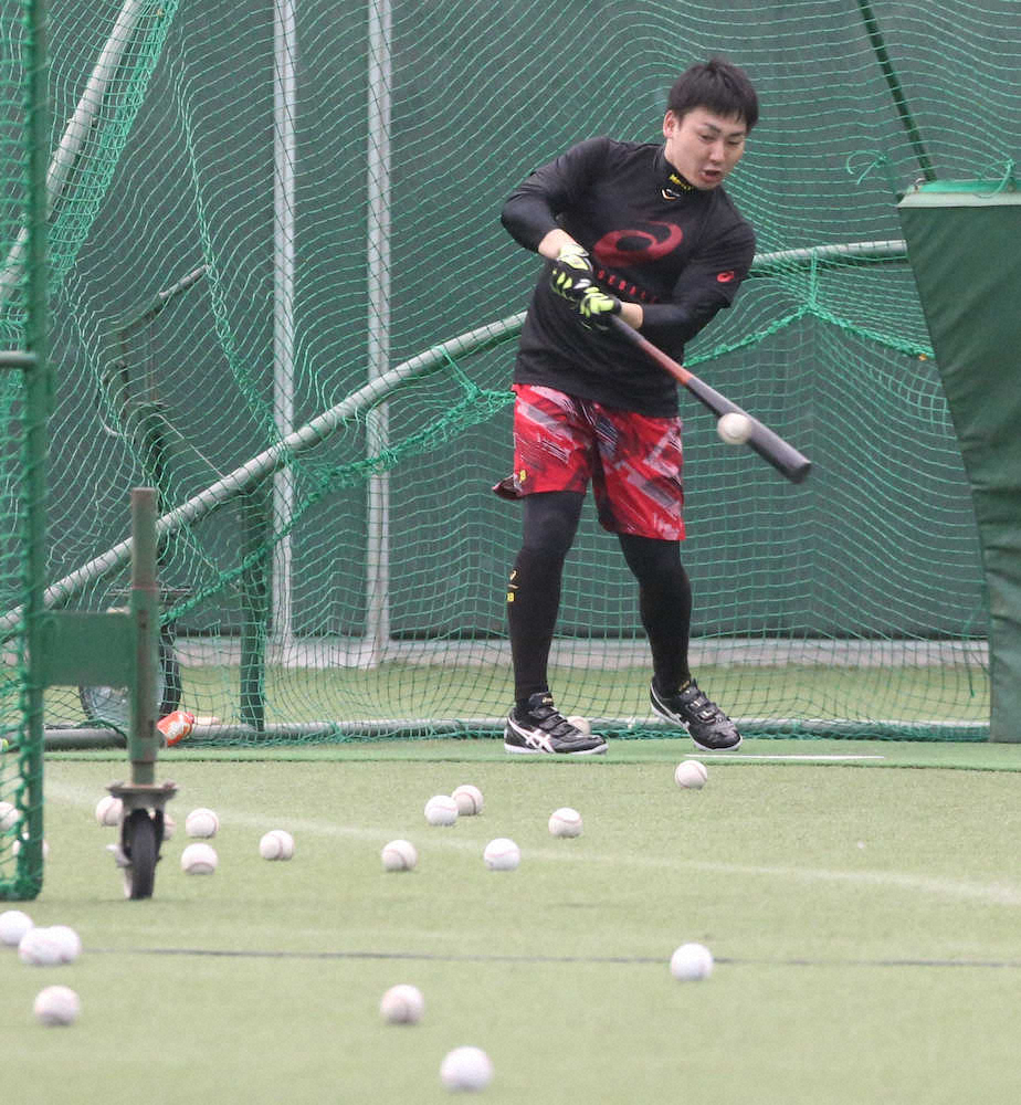 【画像・写真】巨人・丸「ようやく始まるなという感じ」マシン＆ティー打撃で汗