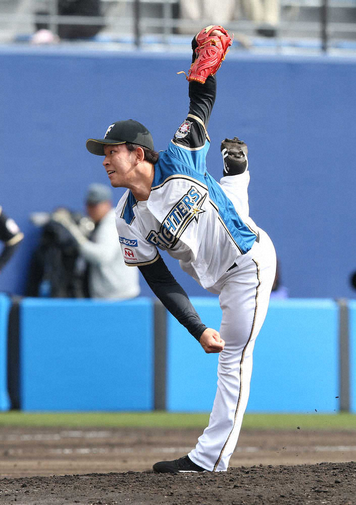 【画像・写真】日本ハム紅白戦、5回に登板した柿木（撮影・高橋茂夫）