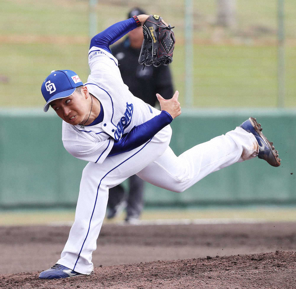 【画像・写真】阪神との練習試合い先発し、3回を無失点に抑える好投を見せた山本（撮影・椎名　航）