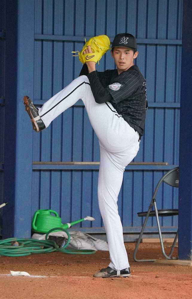 【画像・写真】ロッテ朗希「徐々に状態を上げていければ」2度目ブルペンで手応え