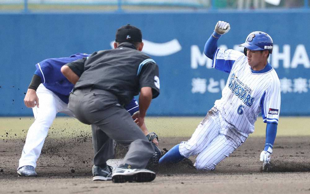 【画像・写真】DeNAドラ1・森　三浦2軍監督のゲキに応えプロ初盗塁「がむしゃらに走りました」