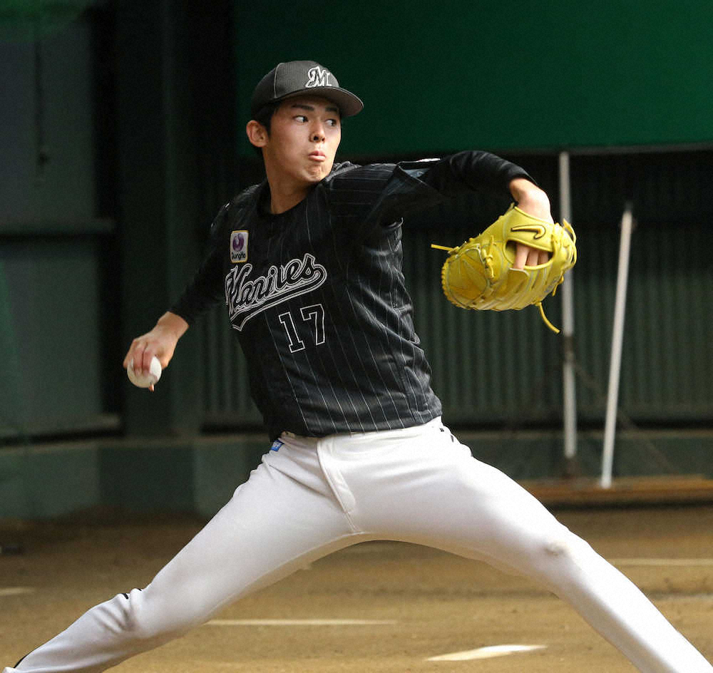 【画像・写真】ロッテ佐々木朗希　18・44メートルの距離で座った捕手へ21球「良い調整ができた」