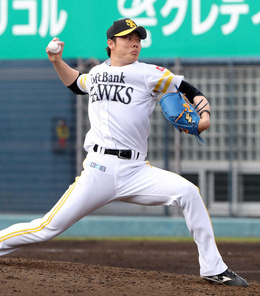 【画像・写真】西武との練習試合、4回から3イニングを9人で抑えた松本（撮影・中村達也）