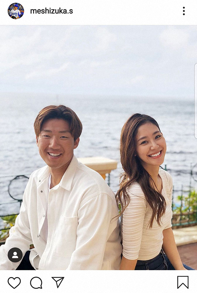 【画像・写真】DeNA・飯塚　沖縄出身ユニット「いーどぅし」かーなーと結婚「いつも支えられています」