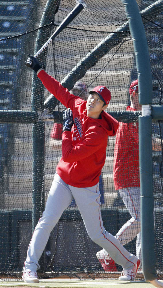 【画像・写真】大谷、ド迫力の145メートル弾！　キャンプ地残留練習で13本の柵越え