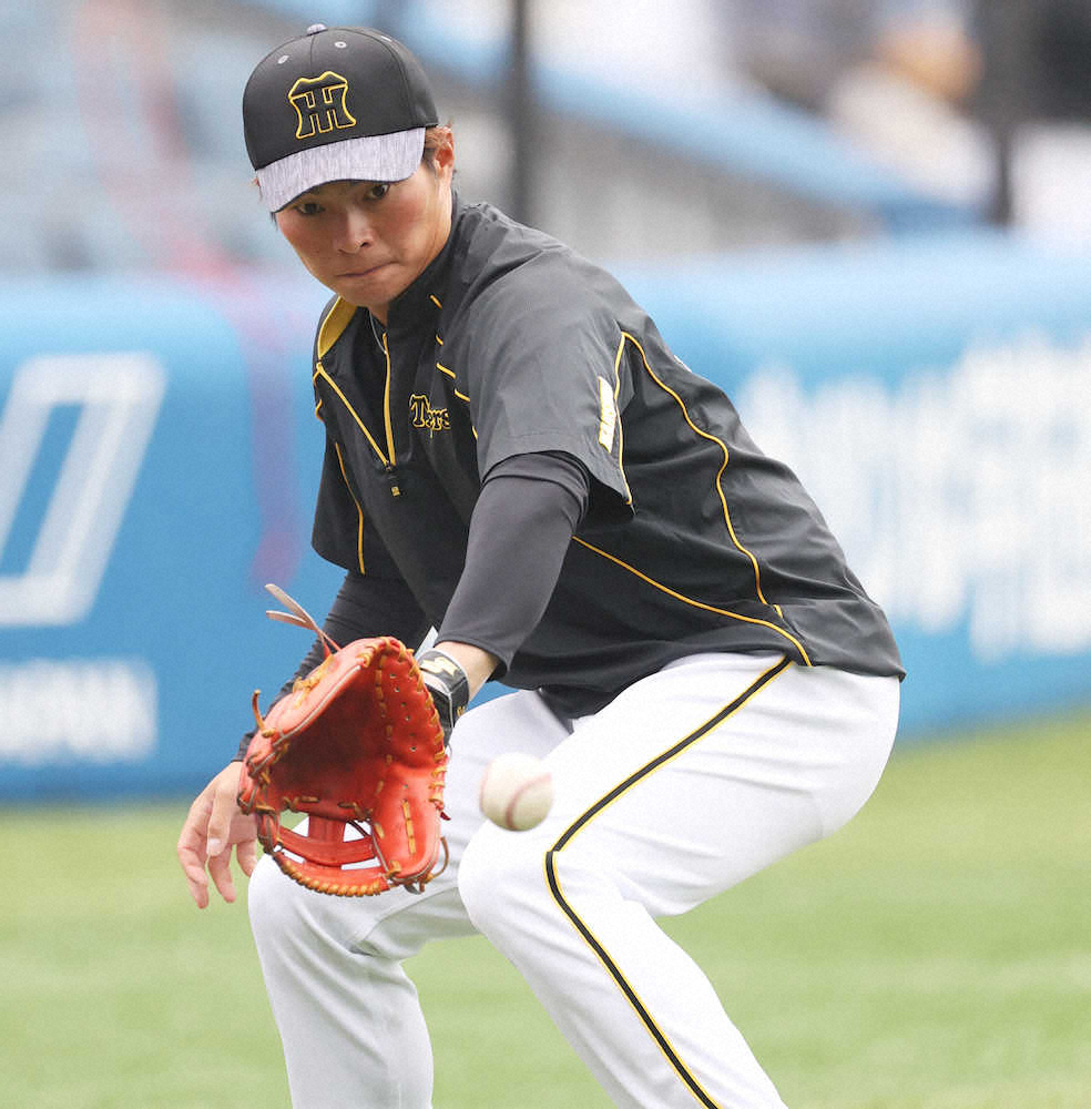 【画像・写真】DeNAとのオープン戦が雨天中止となり、ノックを受ける北條（撮影・北條　貴史）