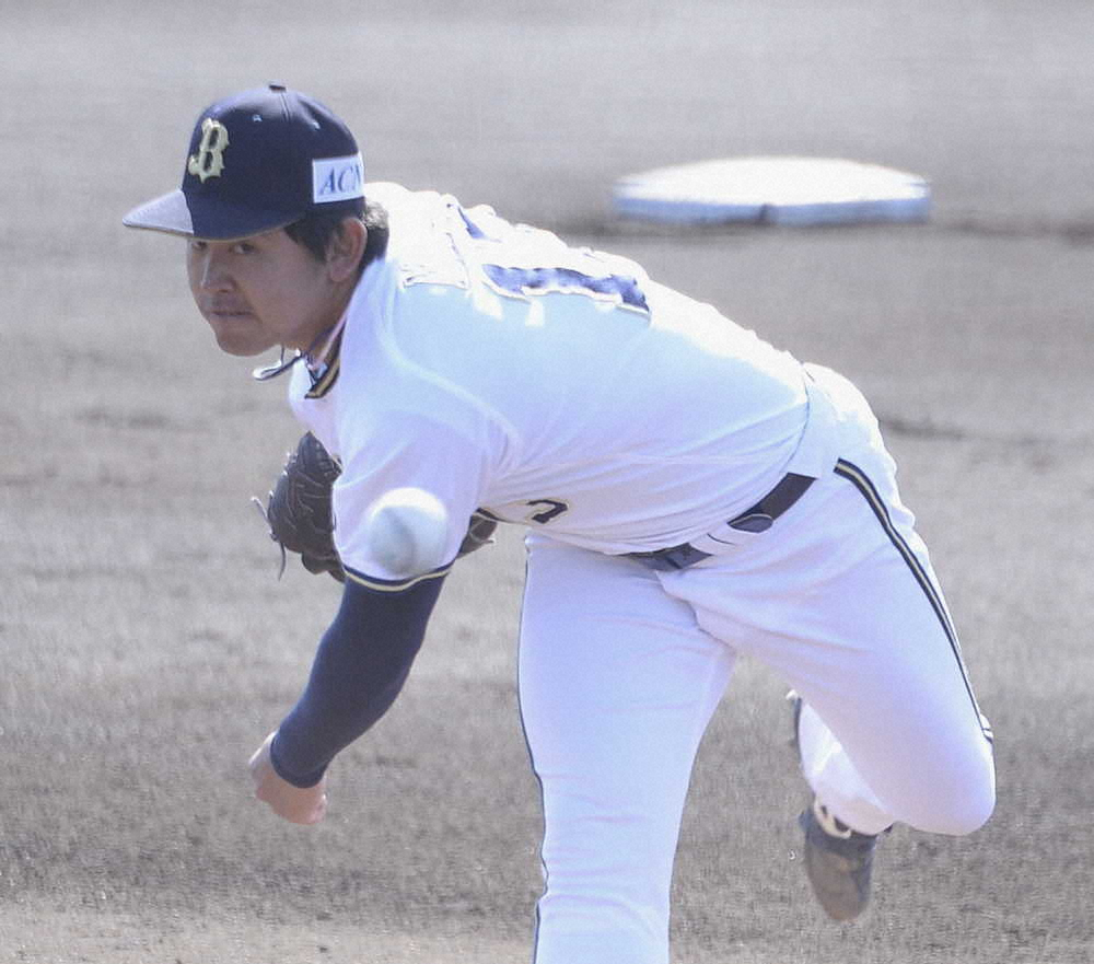 【画像・写真】大商大との練習試合、1イニングを3者三振に仕留めたオリックス・宮城大弥