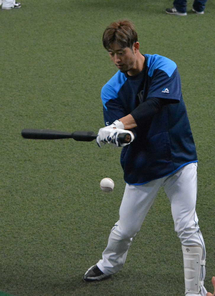 「バレルバット」を使用してティー打撃を行う西武・外崎 ― スポニチ Sponichi Annex 野球