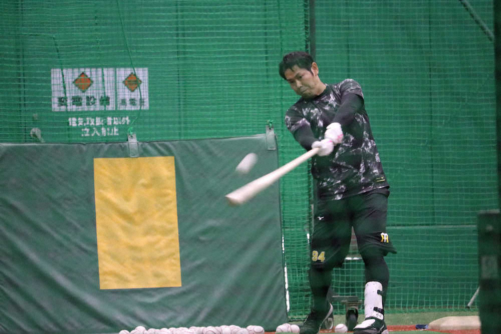 【画像・写真】阪神・原口が医療従事者に感謝「みんなの為に…」　甲子園で自主練習