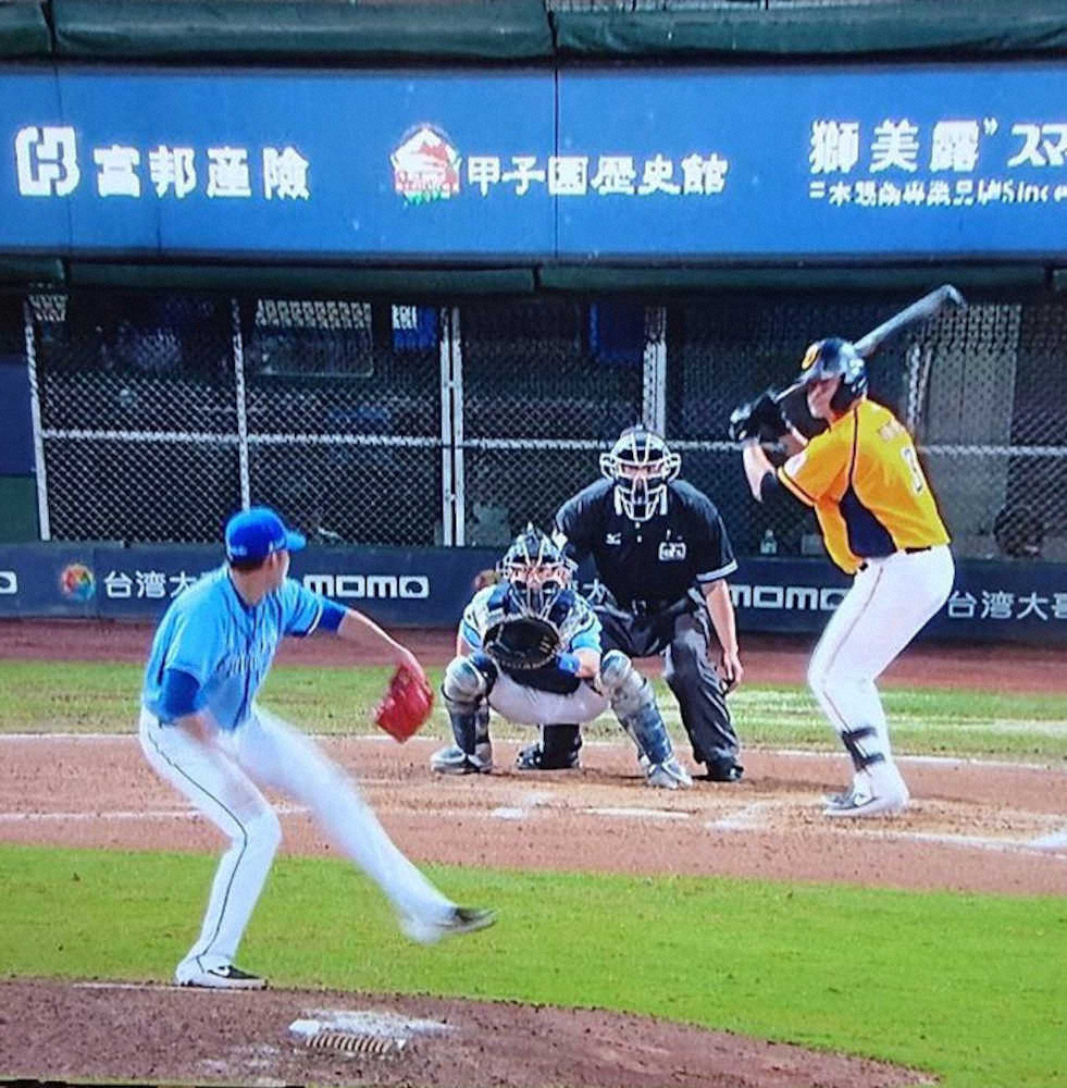 現在リーグ戦が開催されている台湾CPBLの「富邦ガーディアンズ」本拠地・「新北市新荘棒球場」に掲出されている甲子園歴史館のロゴ（中央）（阪神甲子園球場提供）