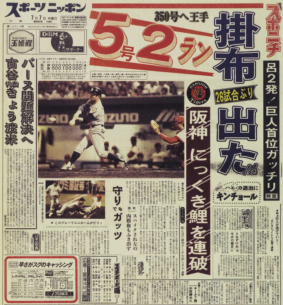 【画像・写真】【猛虎最高の瞬間（4）】借りたパンツで放った現役最後の“掛布弾”