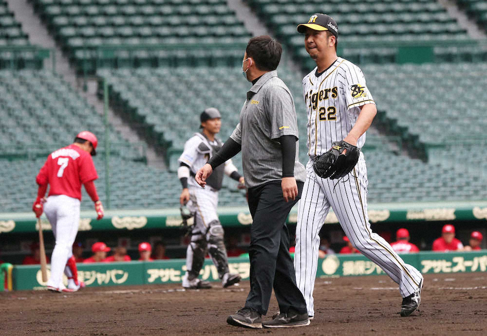 【画像・写真】阪神　降板の藤川は腰の張り…明日以降は様子を見て
