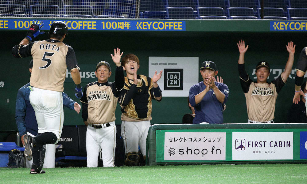 【画像・写真】恐怖の2番好調キープ！日本ハム・大田　左翼席上段へ特大の練習試合3号