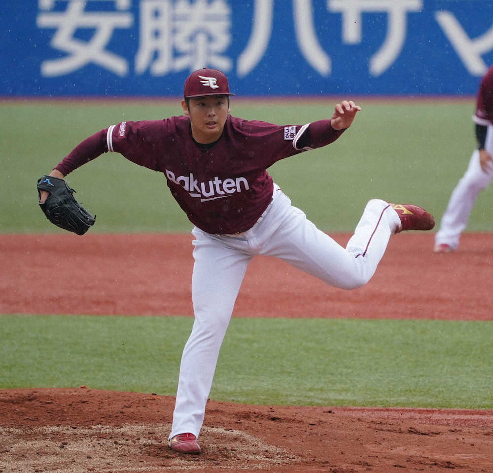 【画像・写真】＜練習試合　楽・ヤ＞楽天先発の松井（撮影・島崎忠彦）