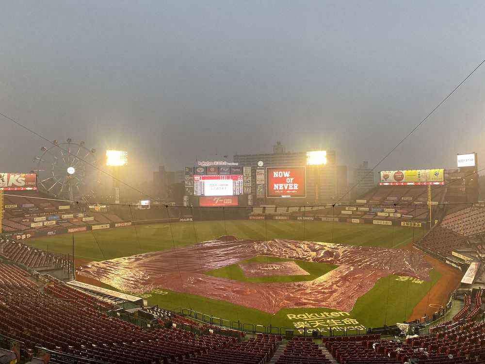 【画像・写真】楽天―ロッテの首位攻防2戦目は豪雨により試合が中断
