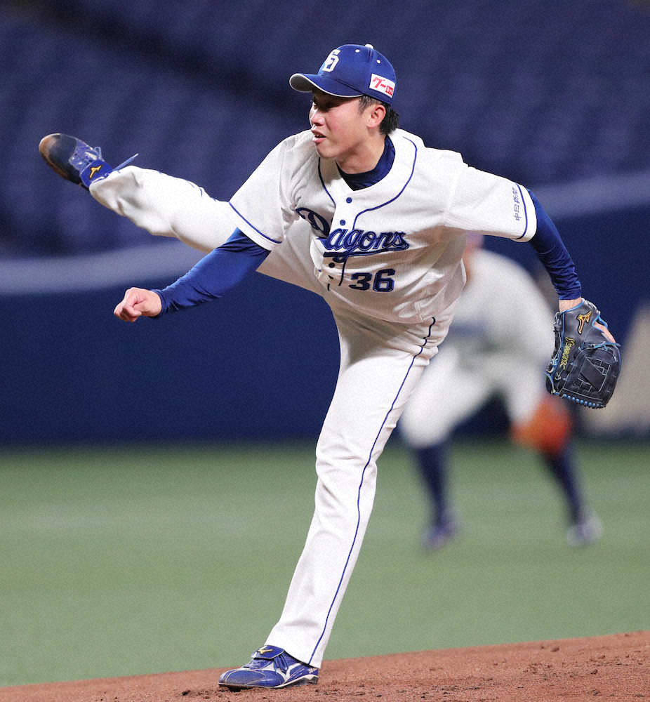 【画像・写真】中日ドラ3・岡野　5回2失点でプロ初勝利　失意のドラフト指名漏れから見事はい上がった！
