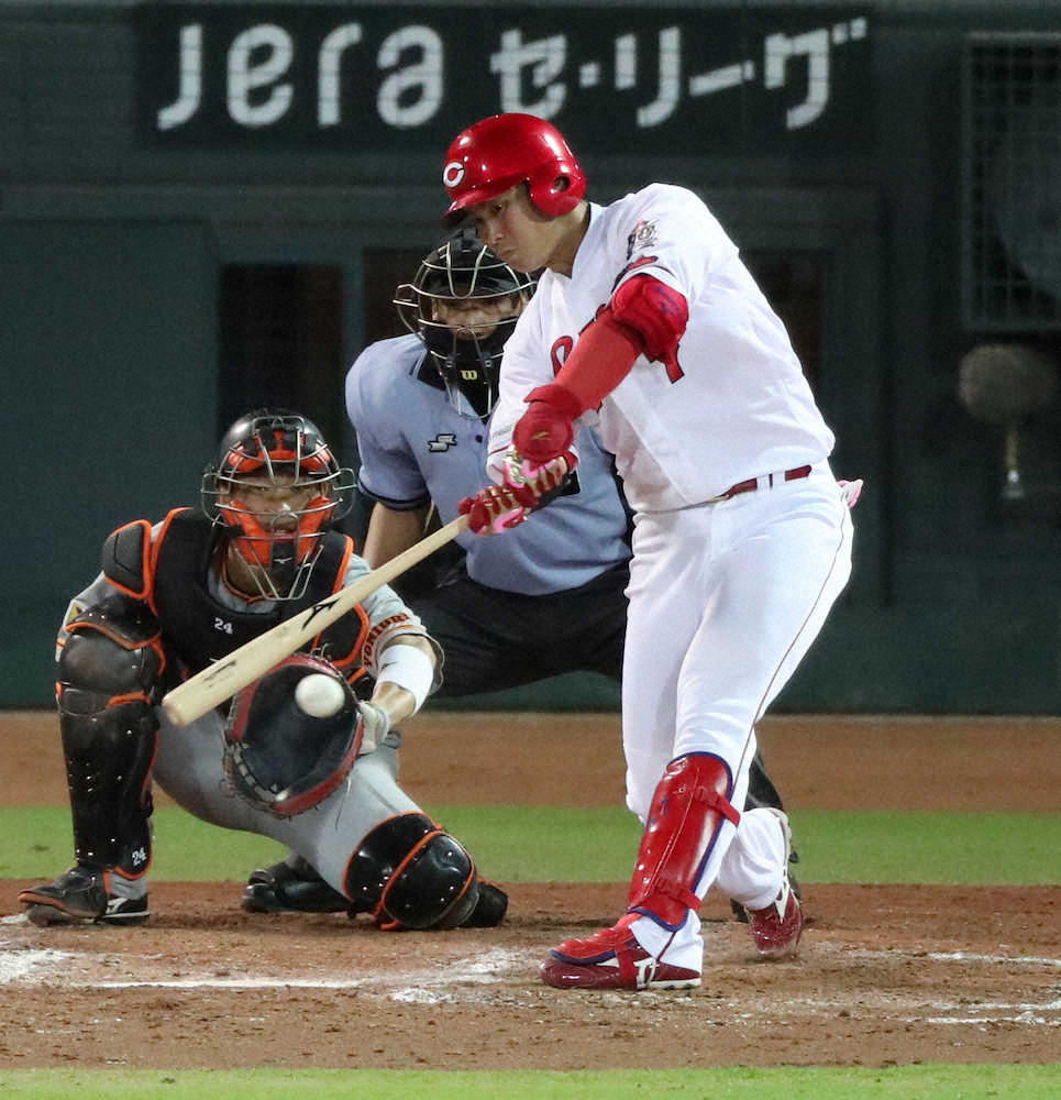 【画像・写真】広島・堂林　リーグ打率トップを堅持　意地の適時打含む2安打　菅野を5回で降ろした粘りも次へつながる