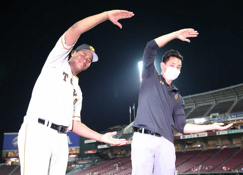 【画像・写真】巨人・メルセデス「恩返しができて良かった」カープアカデミー出身、広島戦初勝利に感謝の笑顔