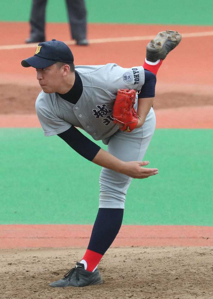 【画像・写真】＜都小山台・城北＞4回から救援した城北2番手・中村（撮影・村上　大輔）