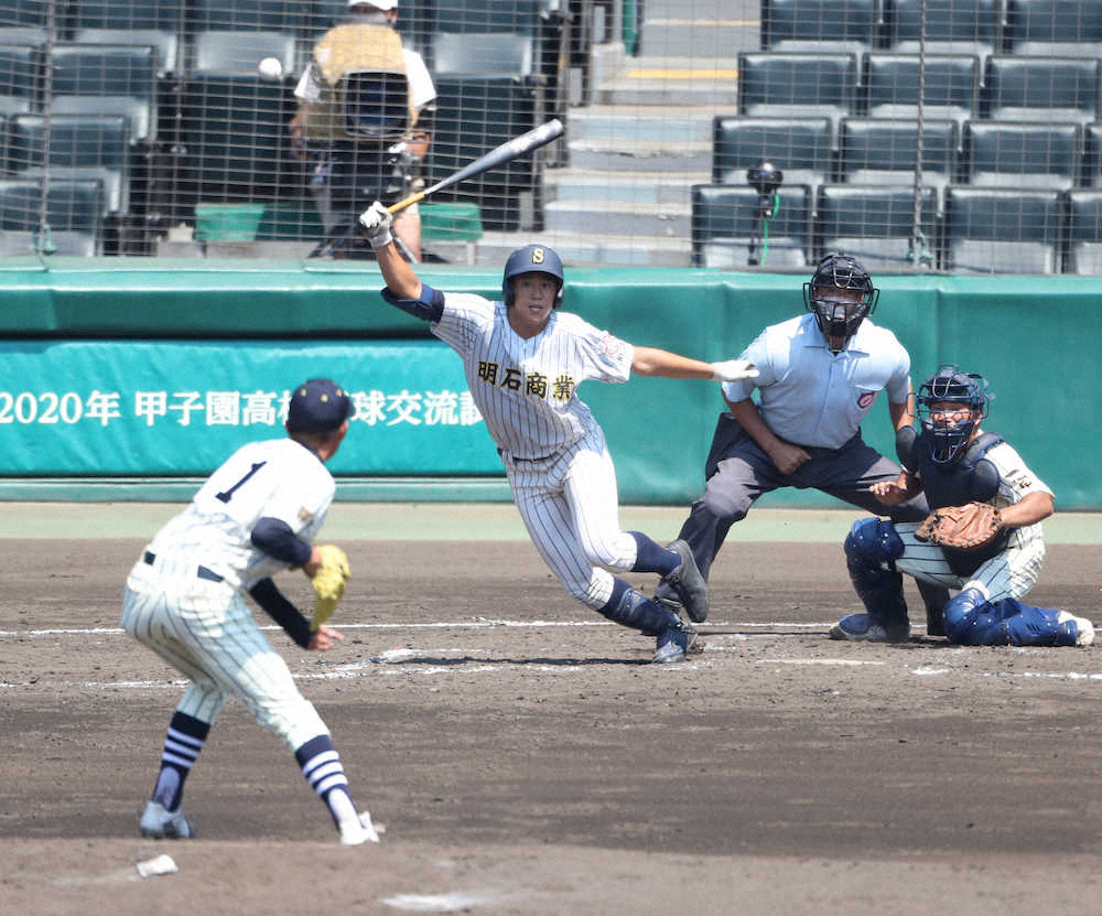 【画像・写真】明石商・来田　ラスト甲子園は内野安打1本　注目進路は「慎重に決めたい」