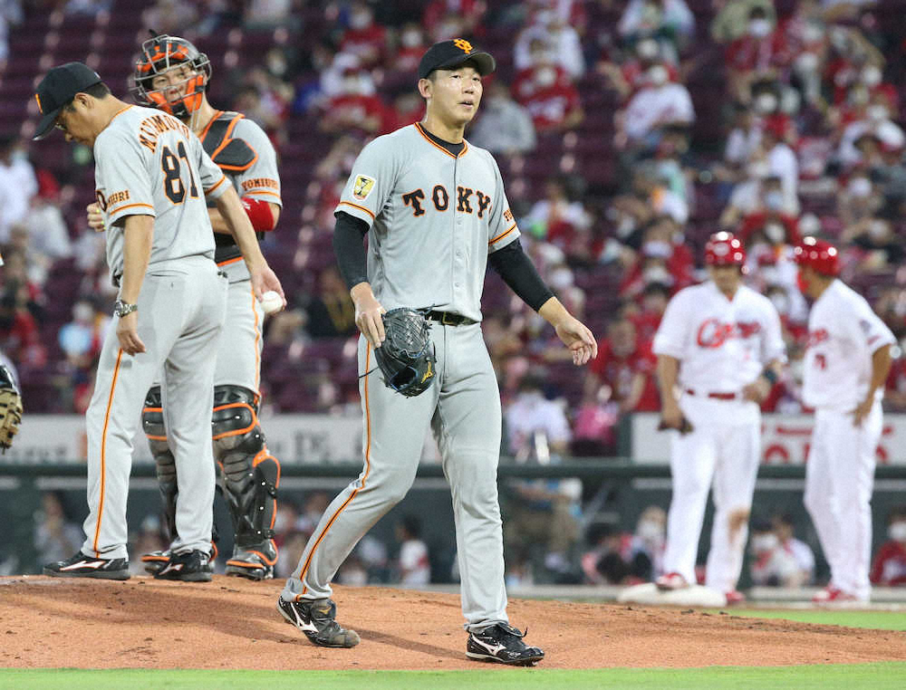 【画像・写真】巨人・畠　5四死球で自滅…3回途中5失点KO「試合を壊していまい申し訳ない」