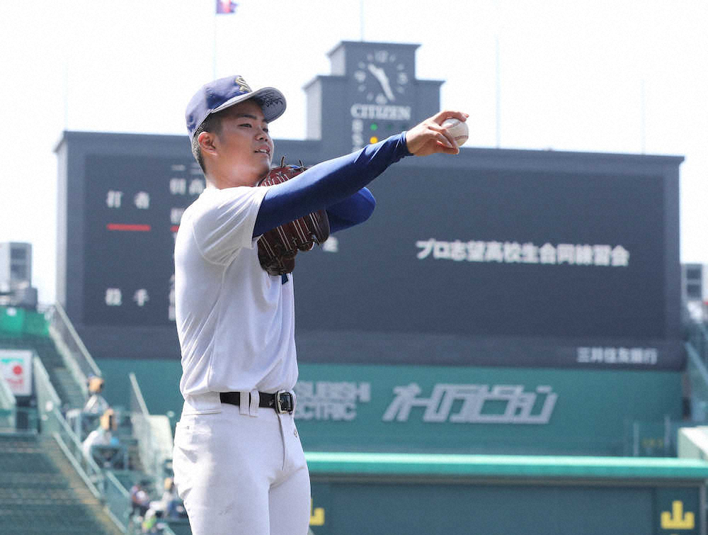 【画像・写真】合同練習会シート打撃　松山聖陵の平安山が3奪三振でアピール「持ち味出せた」