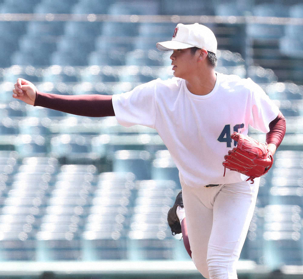 【画像・写真】合同練習会シート打撃　福岡大大濠の山下が最速150キロで3三振　聖地初マウンドに「とても感動」