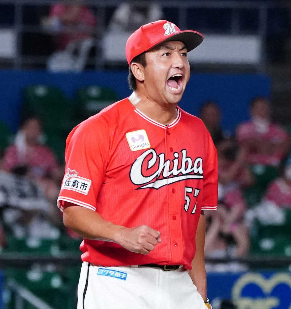 【画像・写真】ロッテ・沢村　新背番「57」お披露目！2戦連続恩返し完全救援　3球連続150キロ台直球で三振も