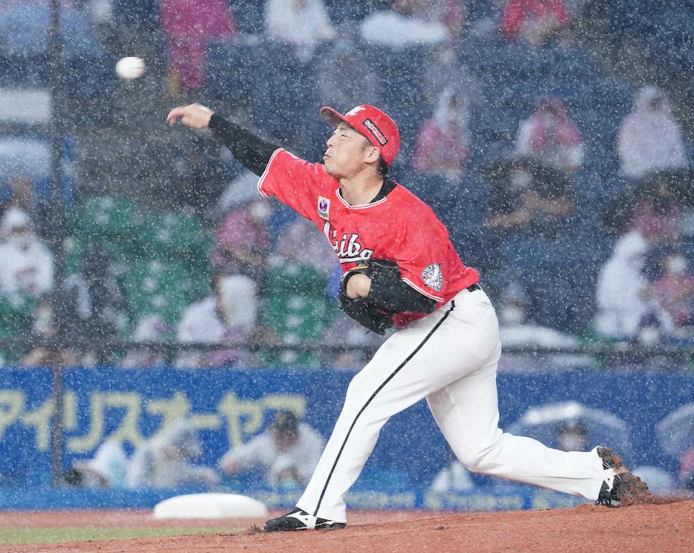 【画像・写真】ロッテ美馬が雨中の好投で7勝目　チームは先制21連勝で「勝利神話」を継続